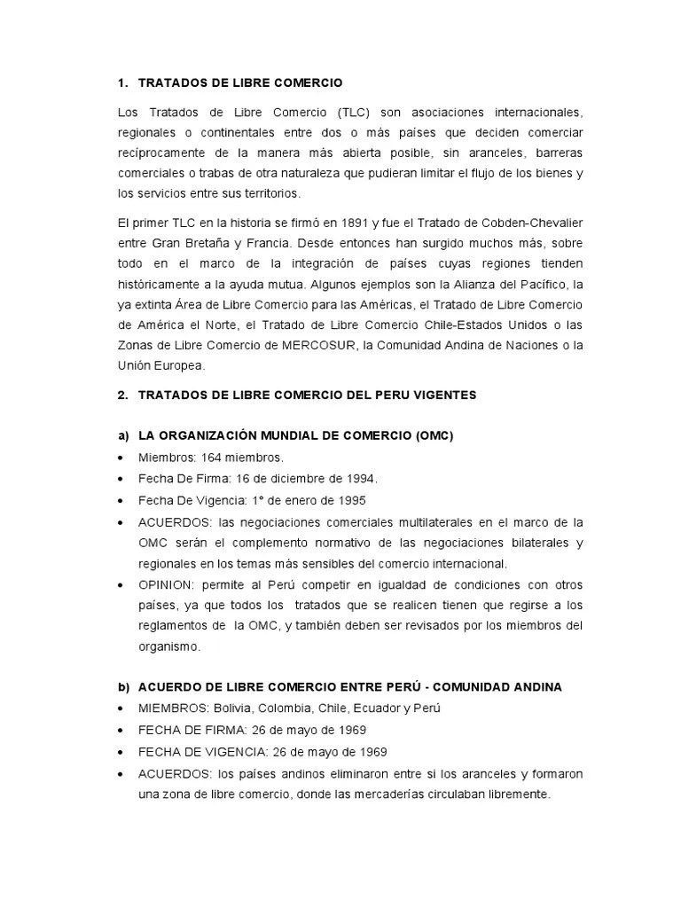 Tratados De Libre Comercio Del Peru | PDF | Perú | Comercio