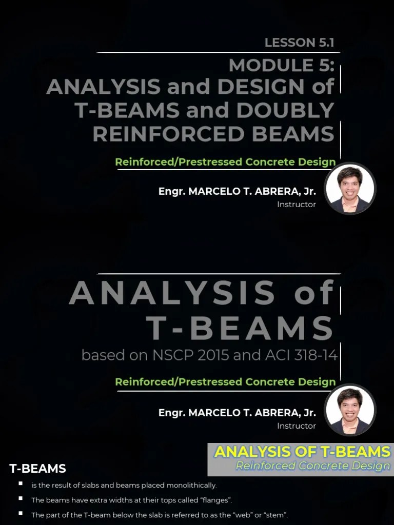5.1 - Analysis Of T-Beams | PDF | Beam (Structure) | Continuum Mechanics
