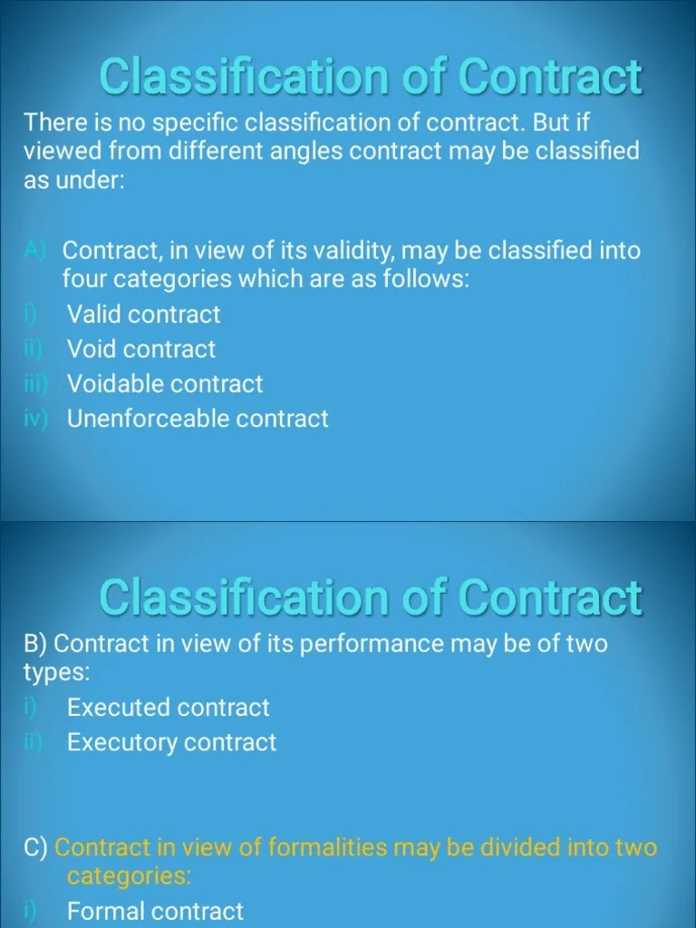 Classification Of Contract | PDF | Guarantee | Legal Concepts