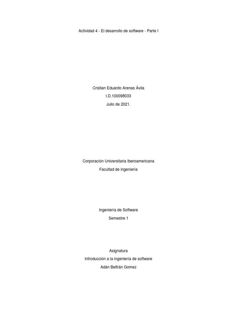 Actividad 4 - El Desarrollo De Software - Parte I | PDF | Ingeniería De Software | Software