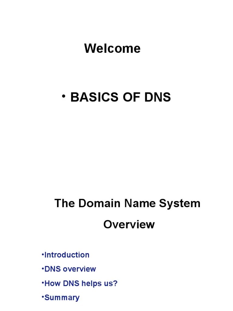 Welcome: - Basics Of Dns | PDF | Domain Name System | Domain Name