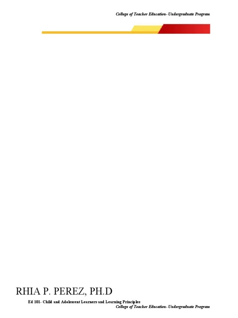 Module In ED101 Child And Adolescent Learners And Learning Principles ...