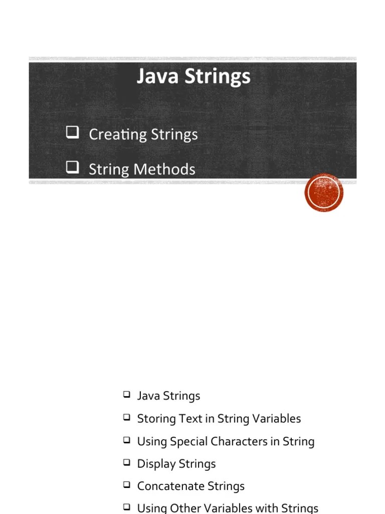 Java Strings: Creating Strings String Methods | PDF | String (Computer ...