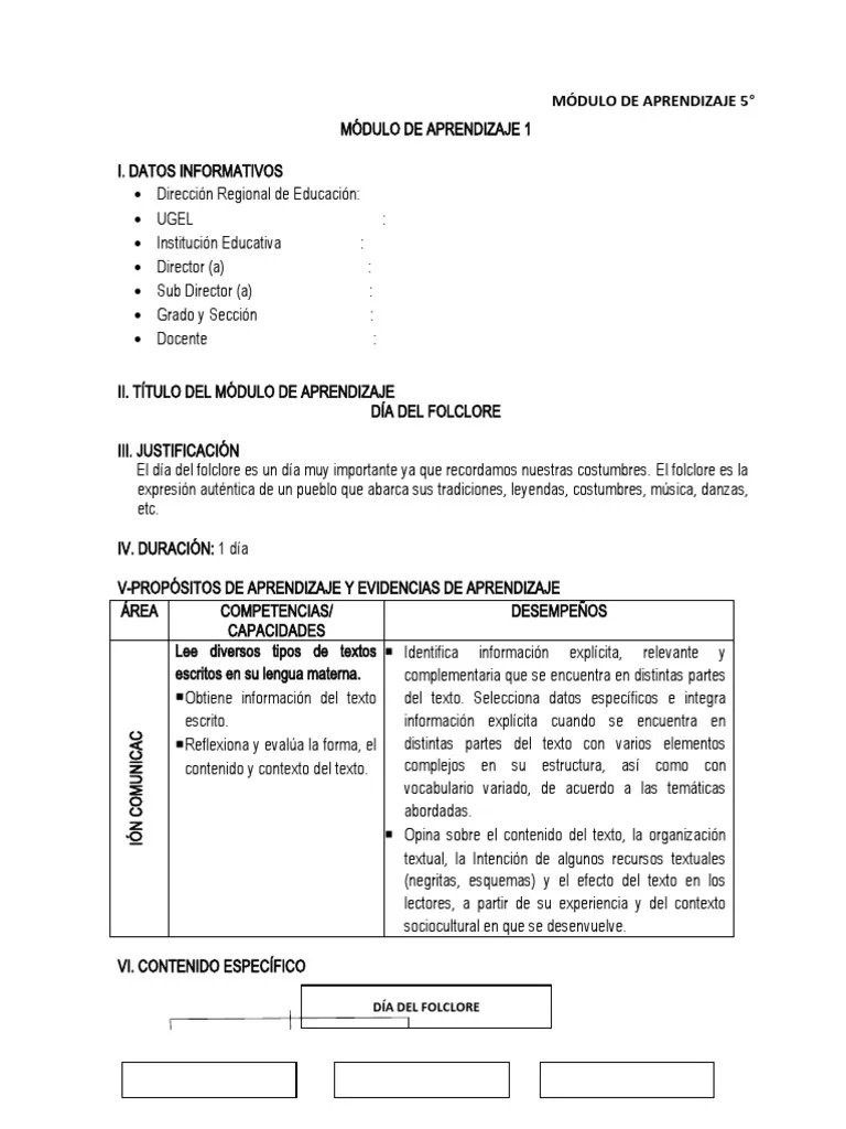 Módulos De Aprendizaje 5° Agosto | PDF