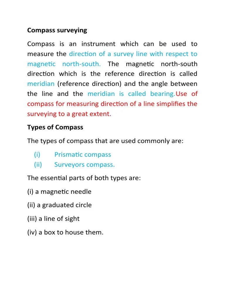 Compass Surveying Notes | PDF | Compass | Surveying