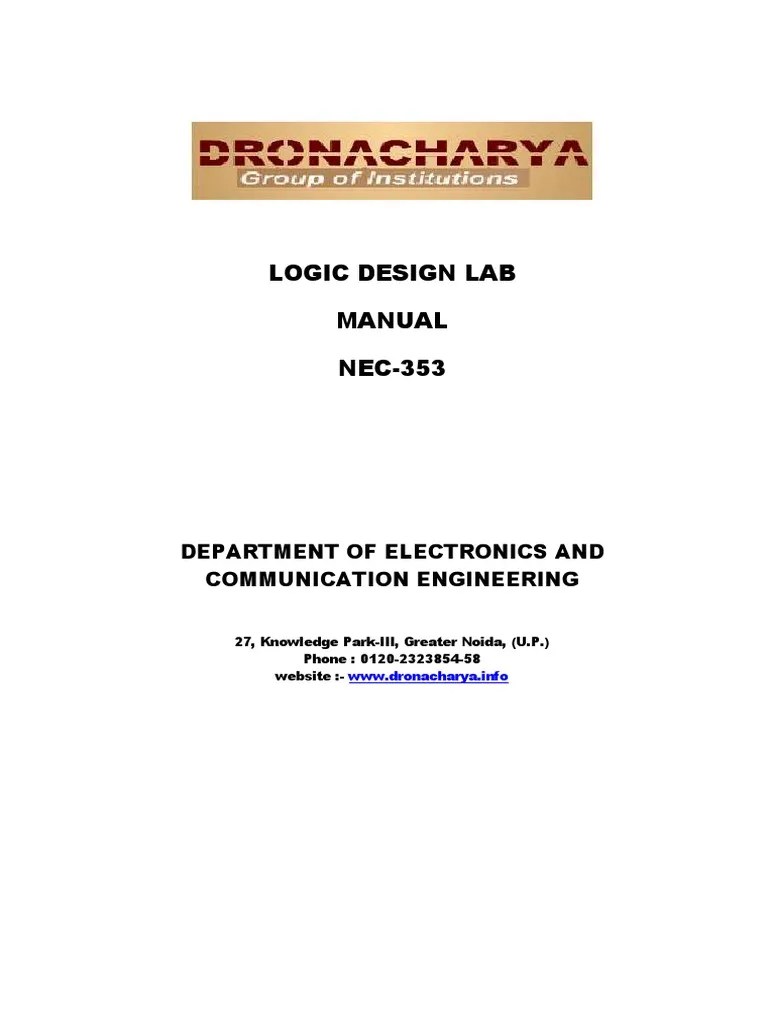 Logic Design Lab Manual | PDF | Logic Gate | Electronic Circuits