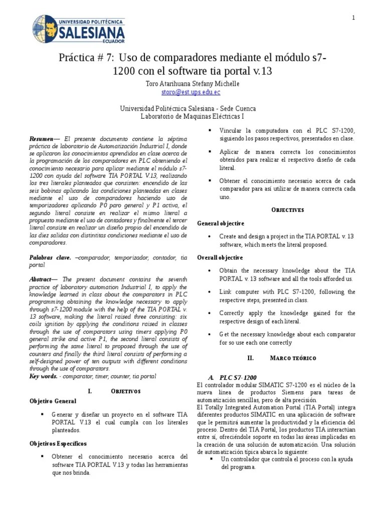 Practica 7 Automatizacion | PDF | Controlador Lógico Programable | Unidad Central De Procesamiento