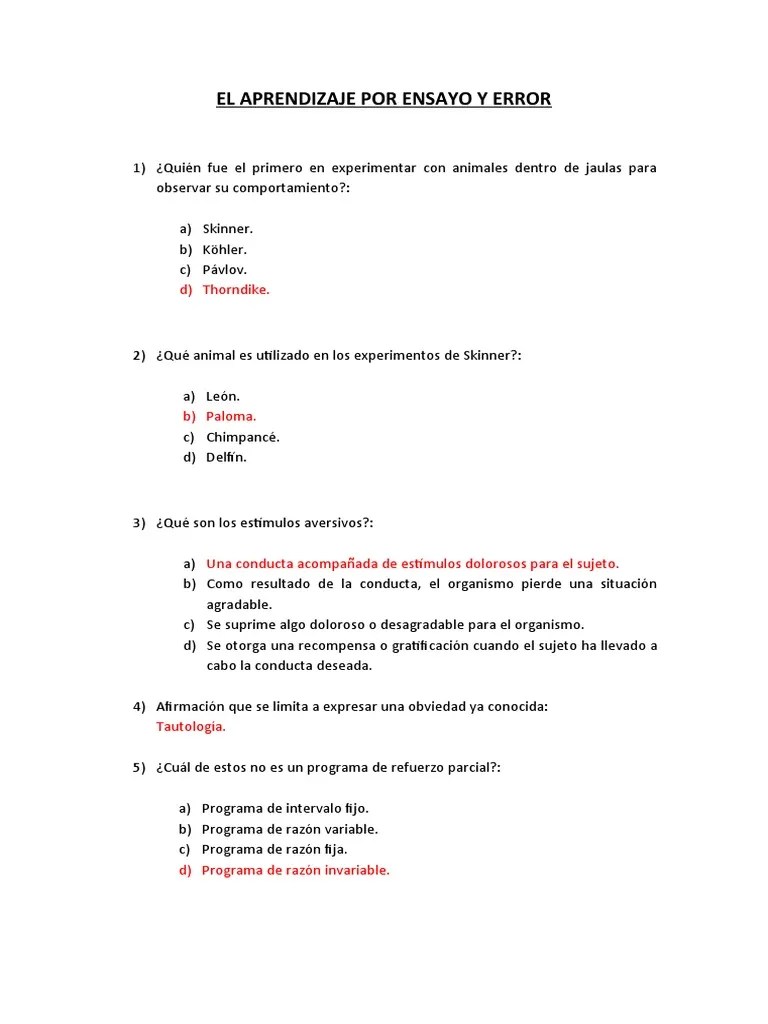 El Aprendizaje Por Ensayo Y Error | PDF | La Naturaleza Humana | Psicología Aplicada