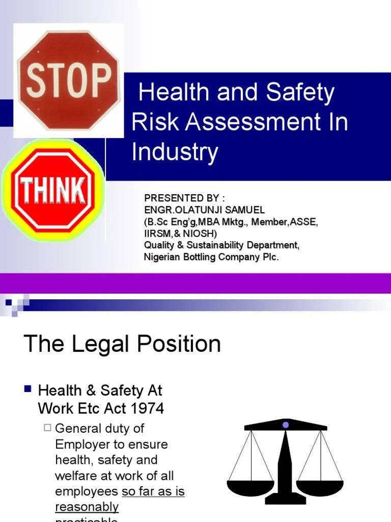 Health & Safety Risk Assessment In Industry | PDF | Risk | Risk Assessment