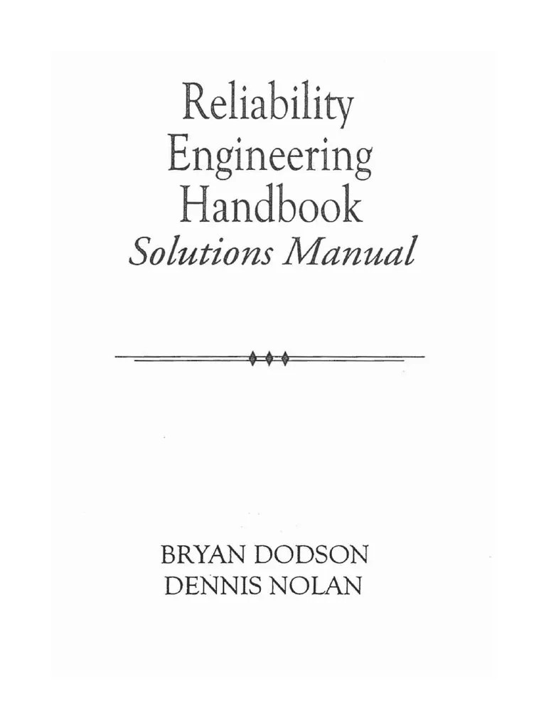 Reliability Engineering Handbook Solutions Manual Pdf