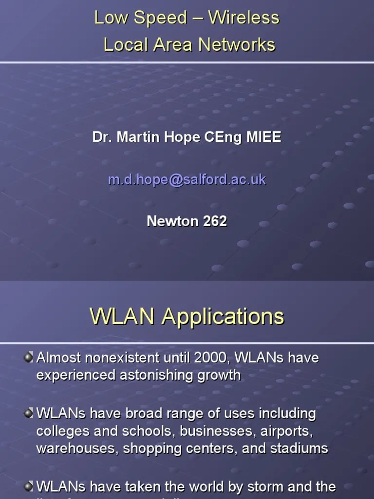 Lecture 6 - Wireless Local Area Networks | PDF | Wireless Lan ...