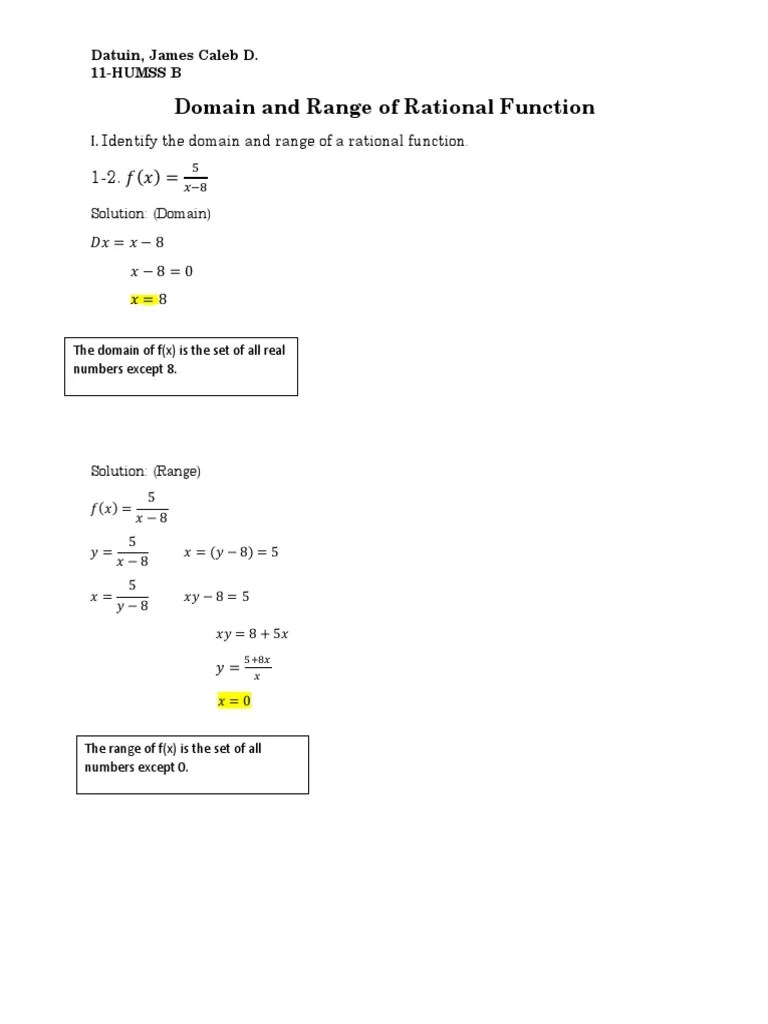 Domain And Range Of Rational Function Peta 1 | PDF | Mathematics | Mathematical Analysis
