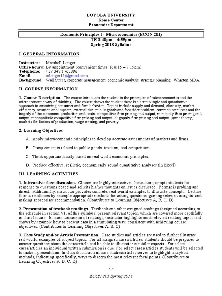 Econ 201 | PDF | Microeconomics | Economics