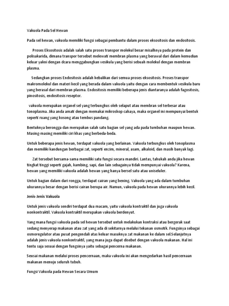 Vakuola Pada Sel Hewan | PDF