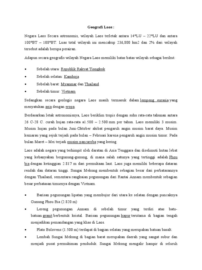 Geografi &amp; Ekonomi Laos | PDF