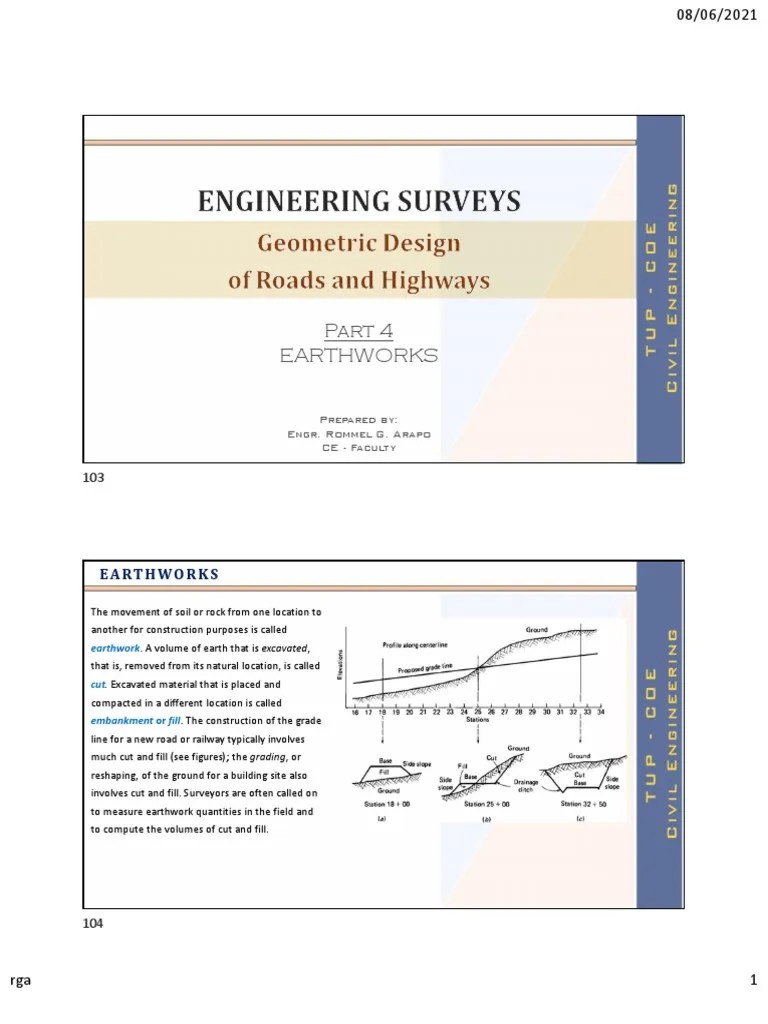 Part 4 Earthworks | PDF | Area | Surveying