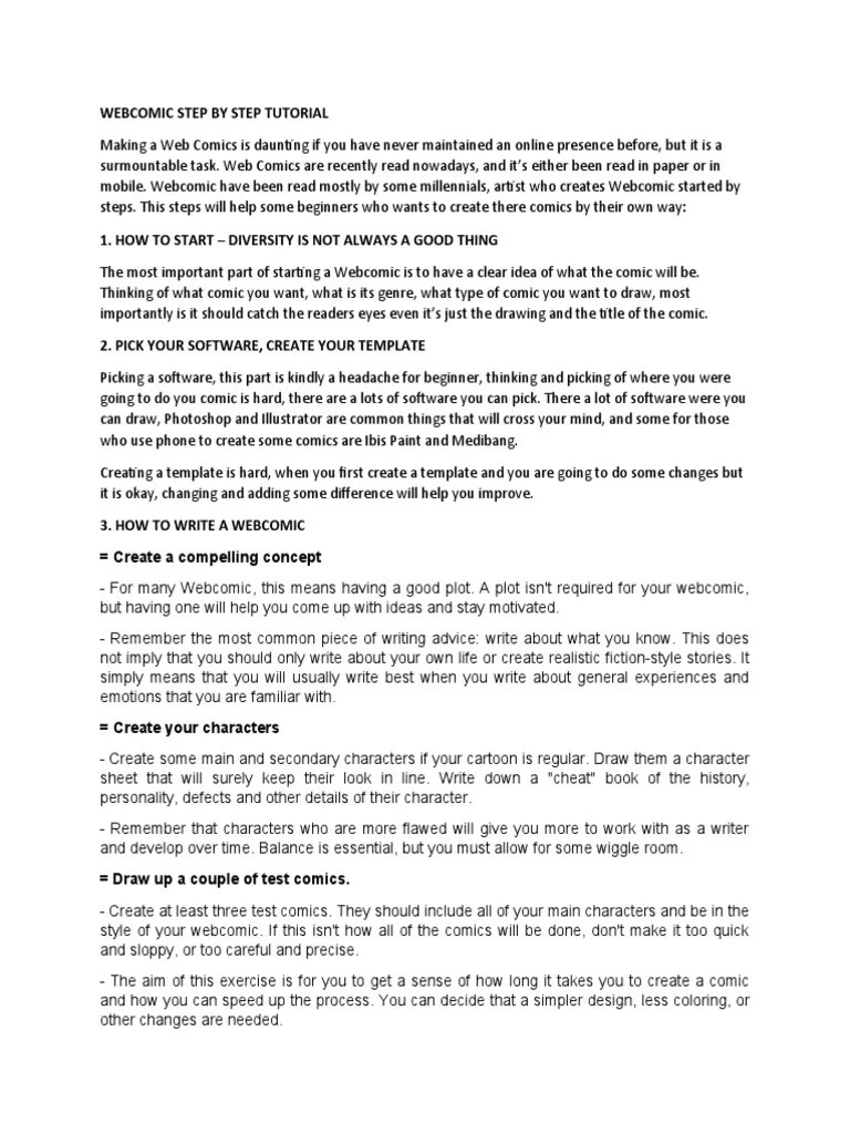 Webcomic Step By Step Tutorial | PDF