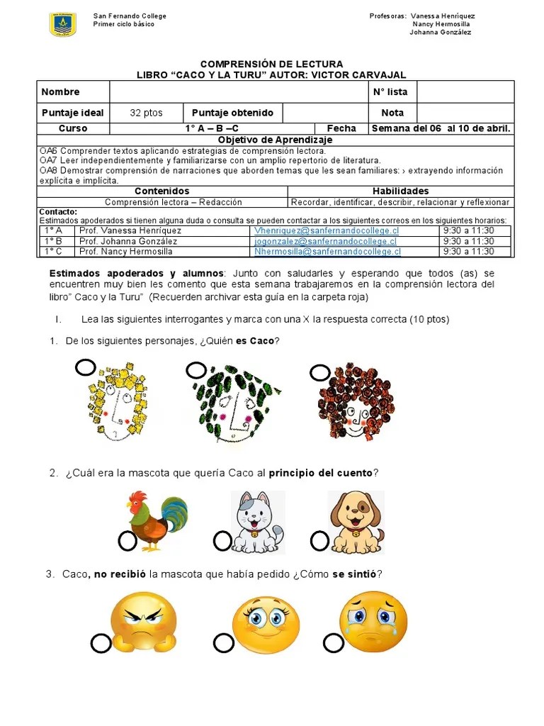 Guia 3 Lenguaje 1° A B C | PDF | Comprensión Lectora