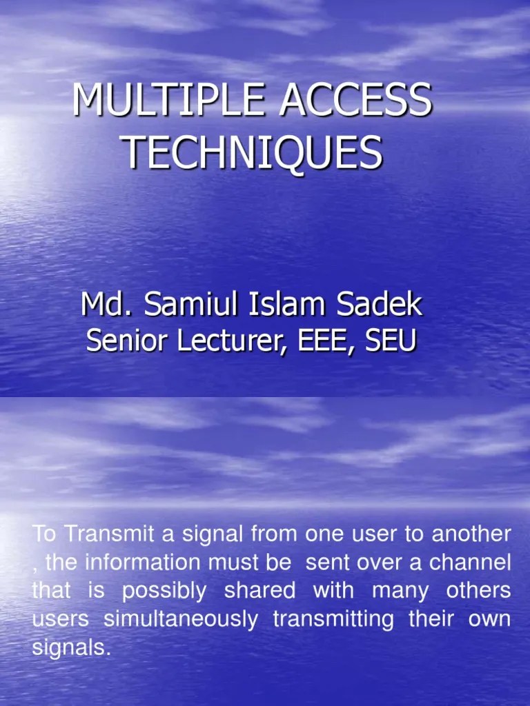 MULTIPLE ACCESS TECHNIQUES: TDMA, FDMA AND CDMA | PDF | Channel Access ...