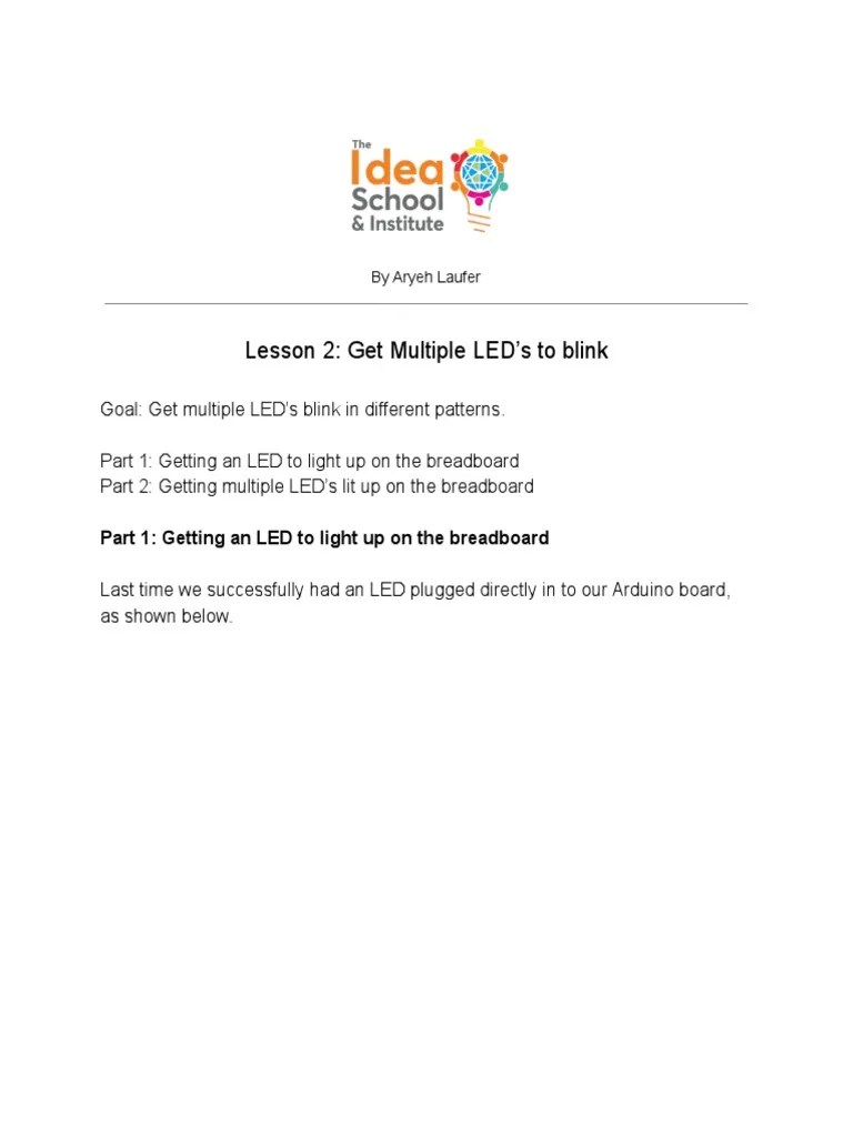 Arduino Lesson 2 - Getting Multiple Leds To Blink | PDF | Arduino ...