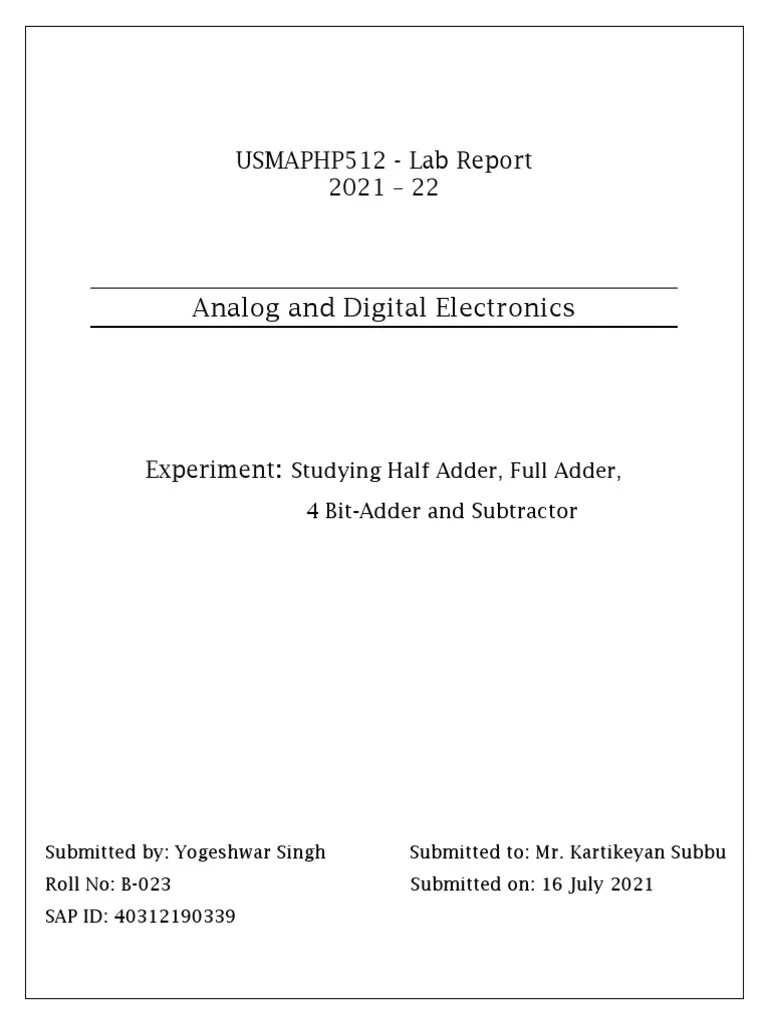 4 Bit Adder Subtractor | PDF | Electronics | Electronic Engineering