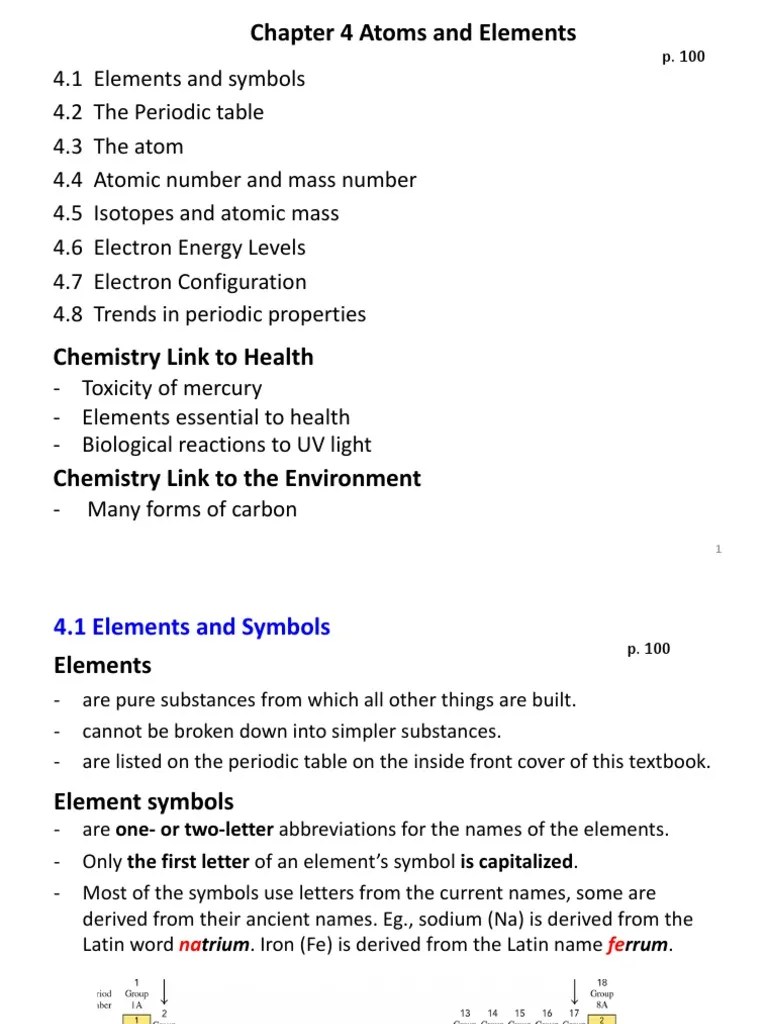 Chapter 4 Atoms And Elements | PDF | Atoms | Atomic Orbital