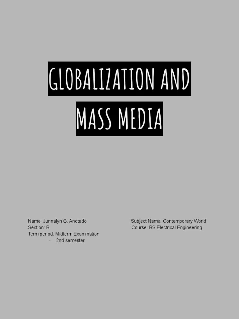 Globalization And Mass Media | PDF | Mass Media | News