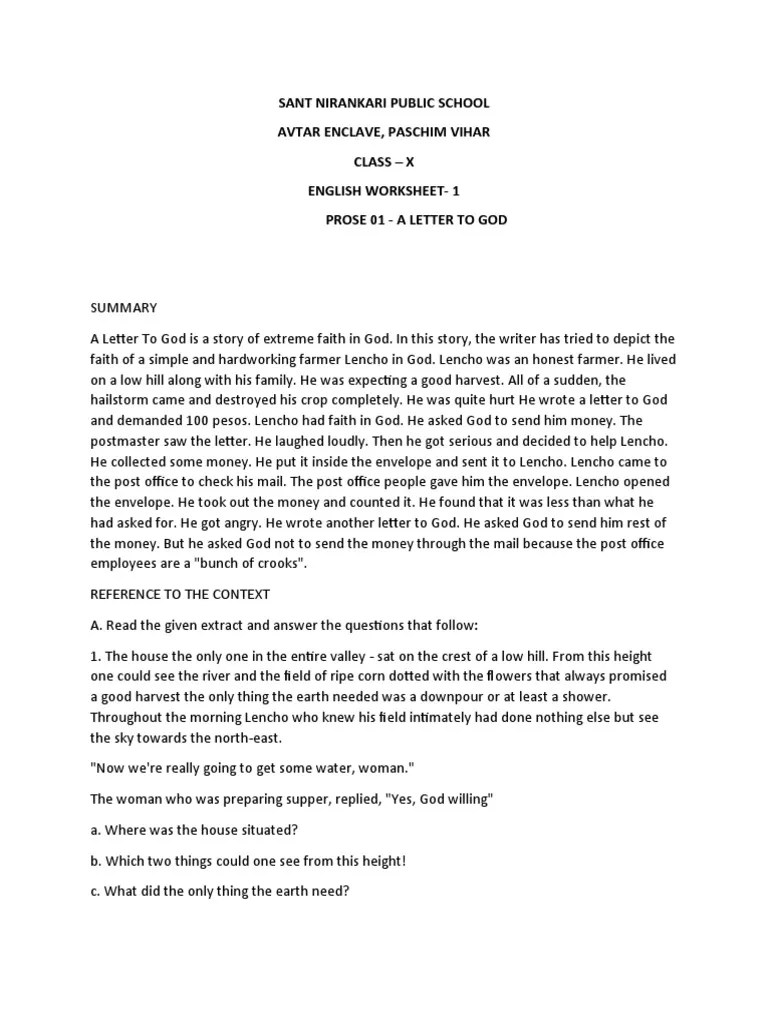 A letter to god