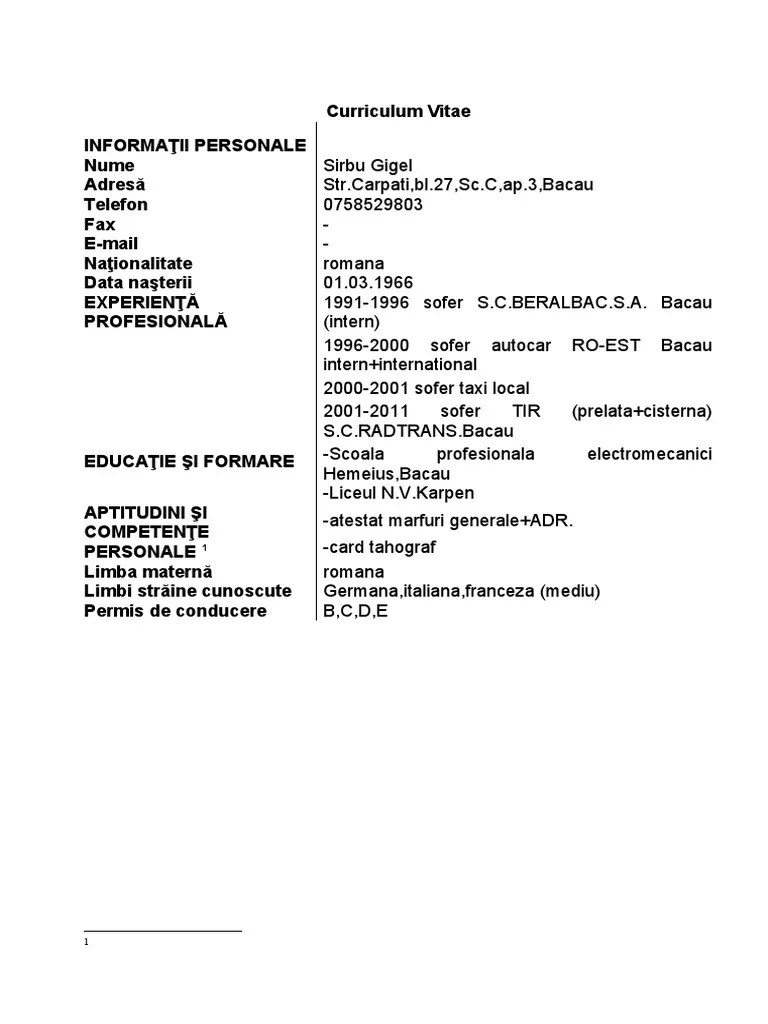 Acest cv vă va permite să candidați pentru un loc de muncă în orice țară europeană. Exemple De Curriculum Vitae In Limba Franceza