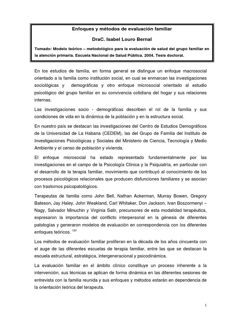 044 Enfoques Y Metodos De Evaluacion Familiar | PDF | Sicología | Evaluación