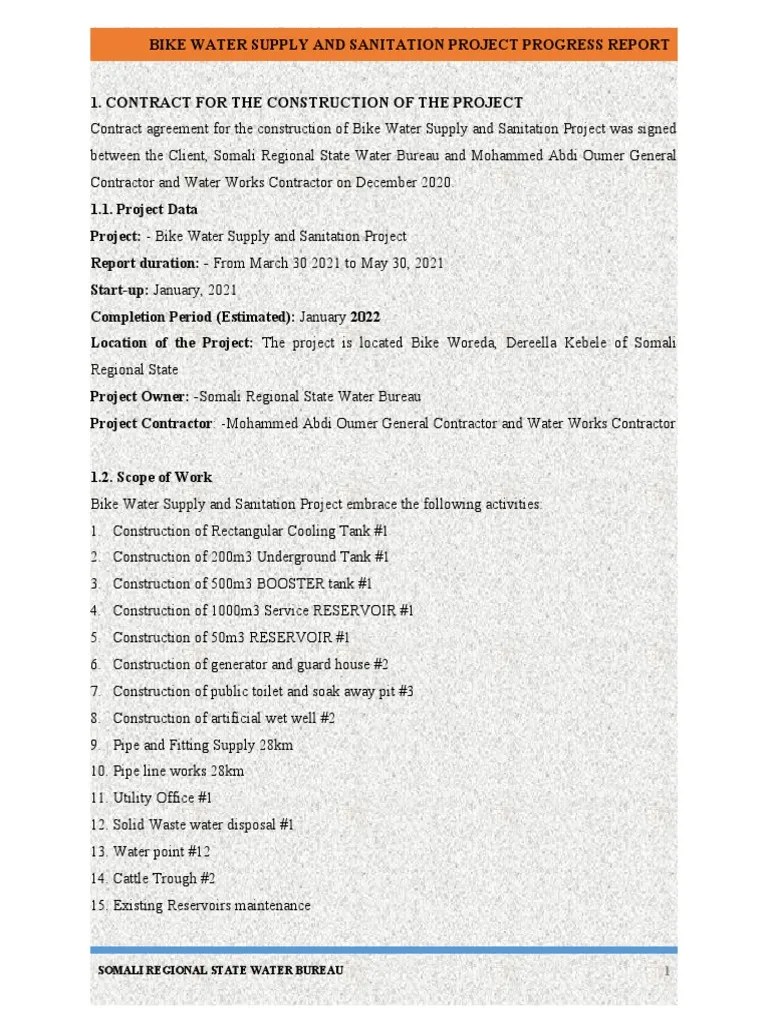Bike water supply project report