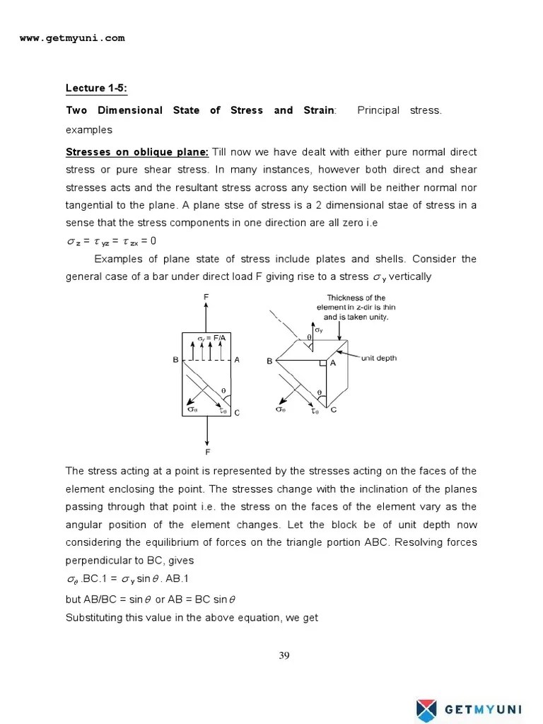 Mechanical Engineering Mechanics Of Solids Two Dimensional State Of ...