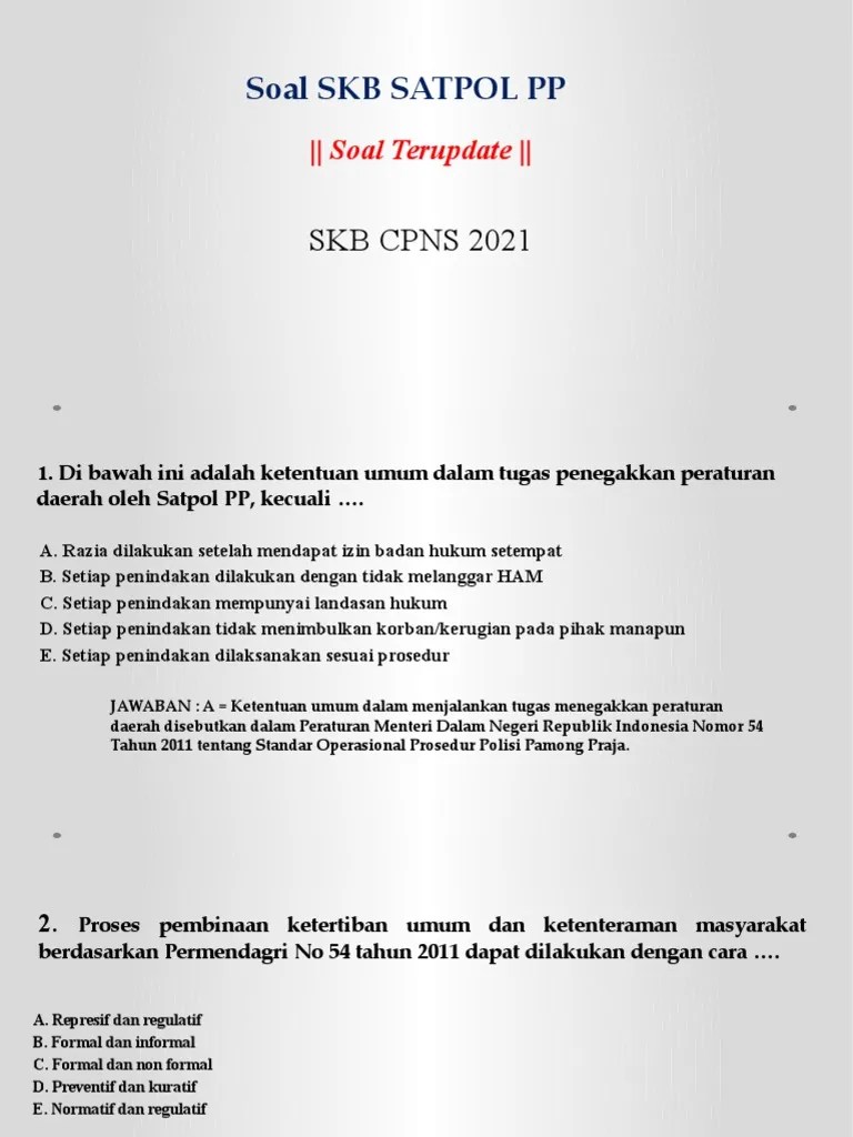 Skb satpol pp 2021/2022 ✓ materi penting ✓ 16 paket soal ✓ pembahasan soal lengkap ✓ try out skb cpns satpol pp 2021/2022 sesuai cat bkn ✓ >200 halaman . Soal Skb Cpns Pol Pp 2021 Pdf