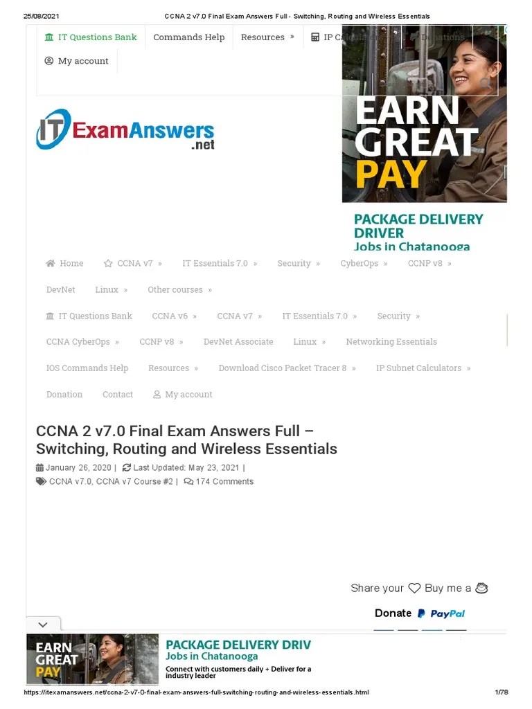 CCNA 2 V7.0 Final Exam Answers Full - Switching, Routing And Wireless ...