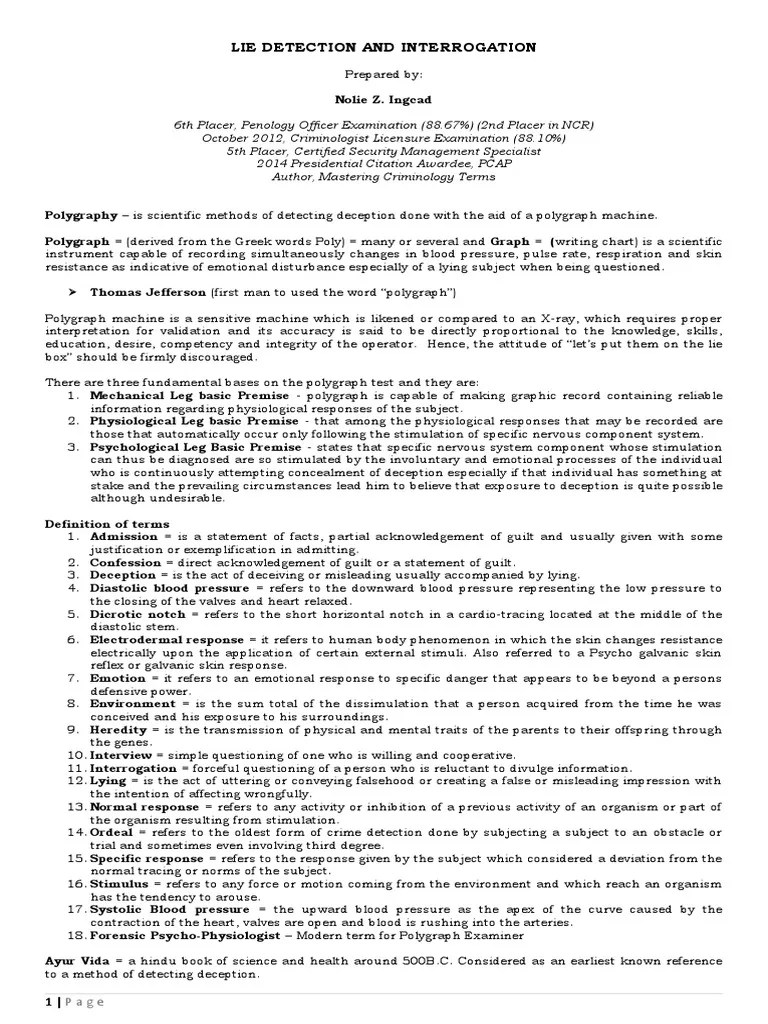 Polygraphy Notes | PDF | Polygraph