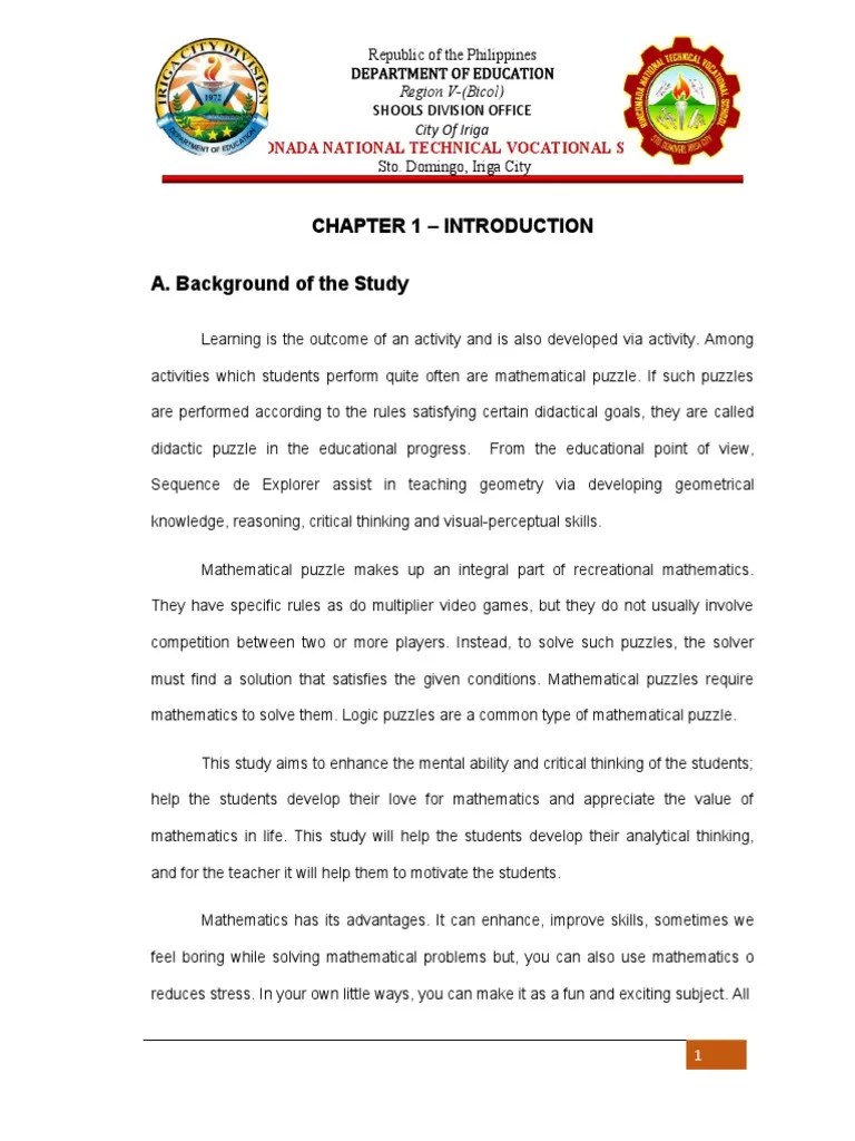 Chapter 1 Math Research | PDF | Survey Methodology | Questionnaire