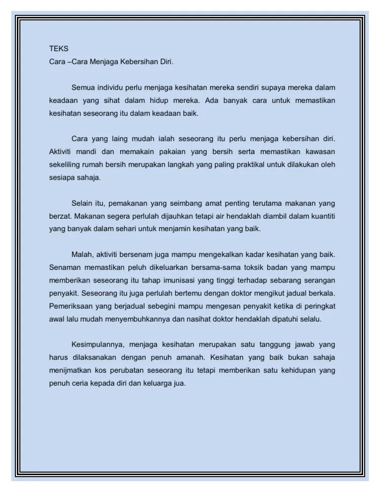 May 08, 2020 · latihan di sekolah mungkin memberikan fokus kepada beberapa tema sahaja dan pelajar perlu melakukan inisiatif sendiri untuk mempersiapkan diri. Cara Menjaga Kebersihan Diri Pdf
