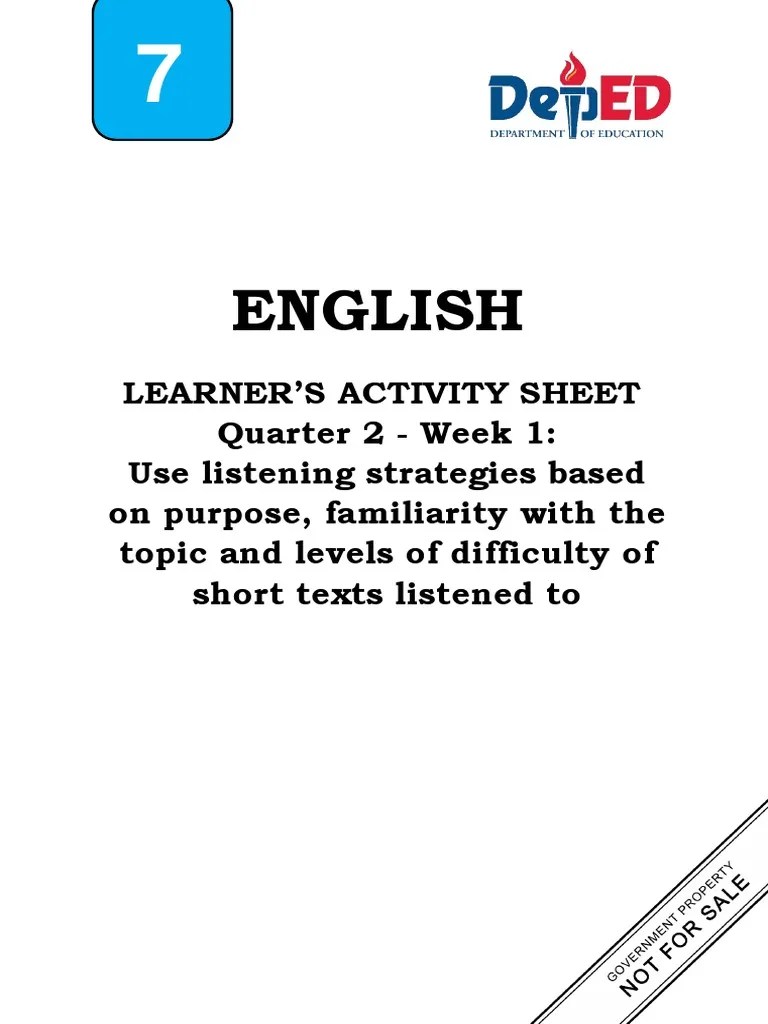 English7 Q2 LAS1 Week1 | PDF | Cognition | Mental Processes