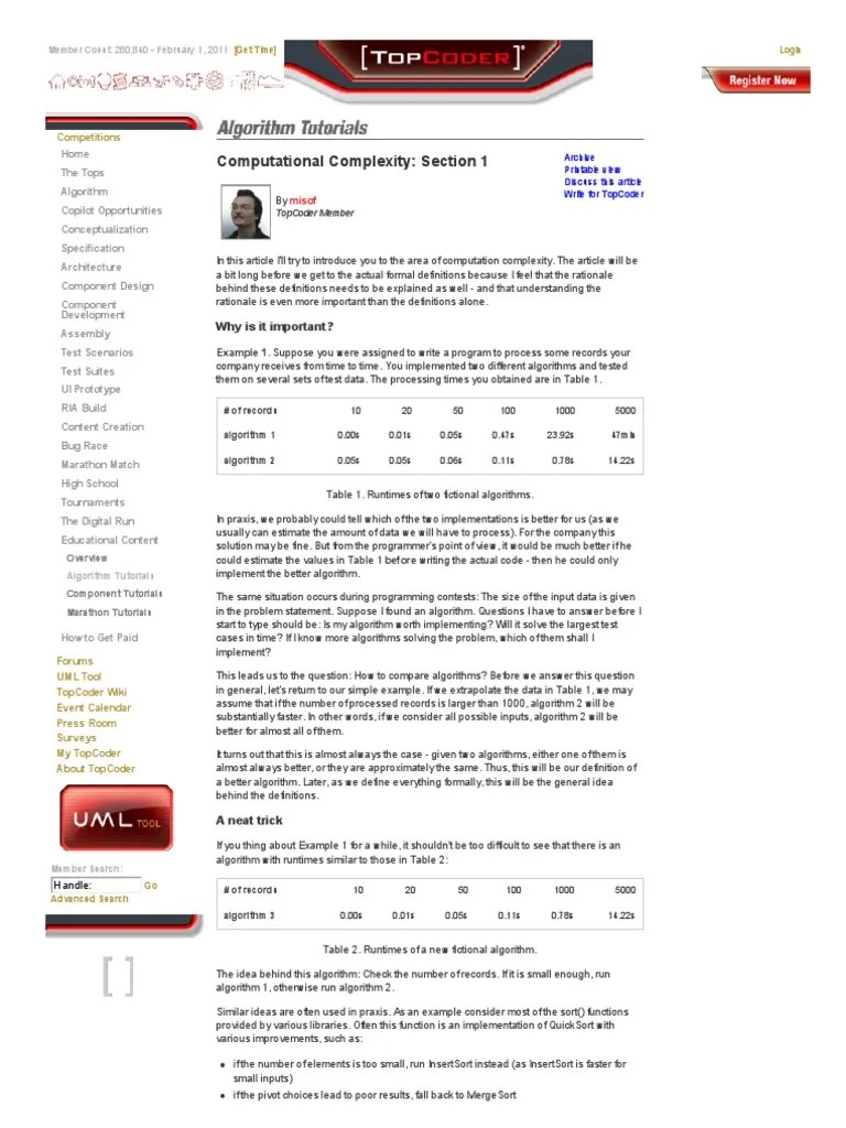 Computational Complexity: Section 1: Why Is It Important? | PDF | Time ...