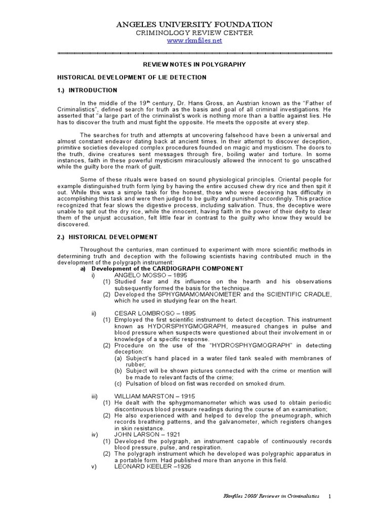 Notes In Polygraphy | Download Free PDF | Polygraph | Lie