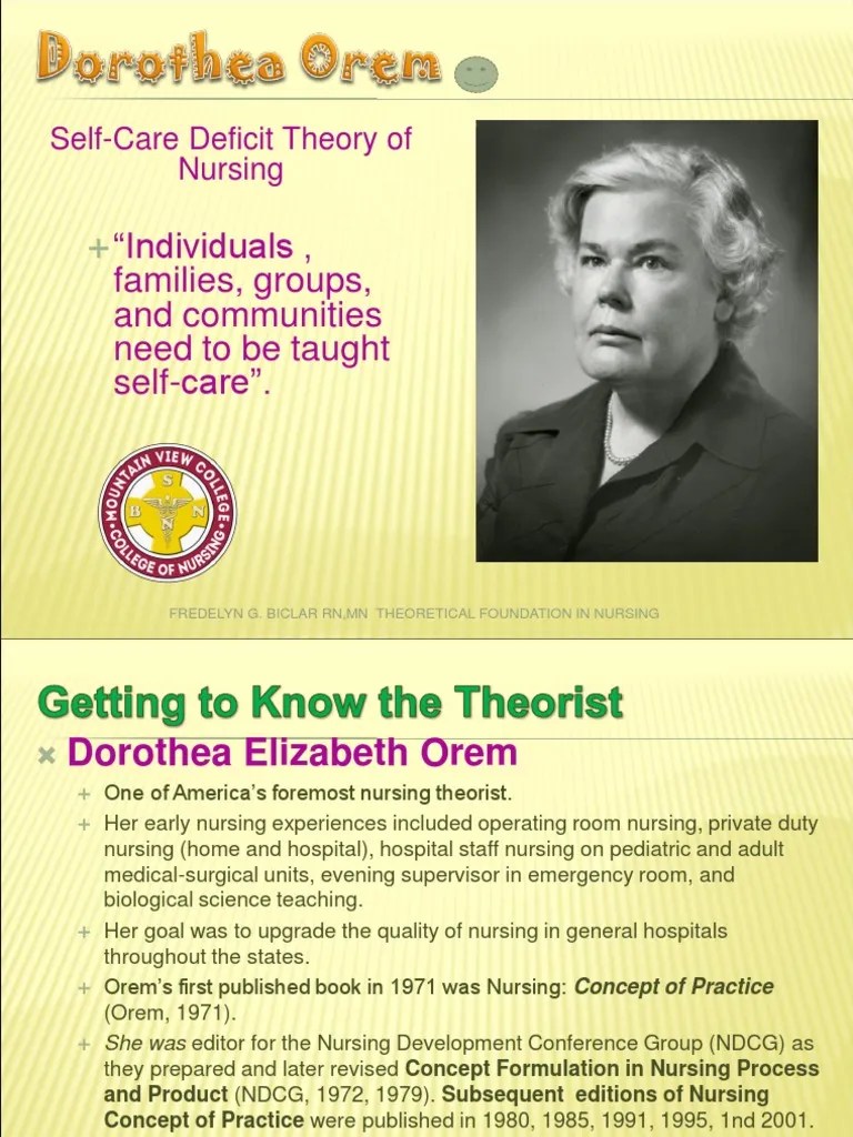 Dorothea Orems Theory | PDF | Nursing | Theory