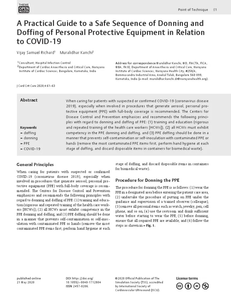 Donning And Doffing Of Ppe | PDF | Personal Protective Equipment | Medical Specialties