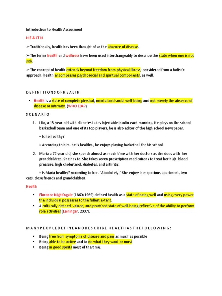 Introduction To Health Assessment Part 1 | PDF | Surgery | Nursing