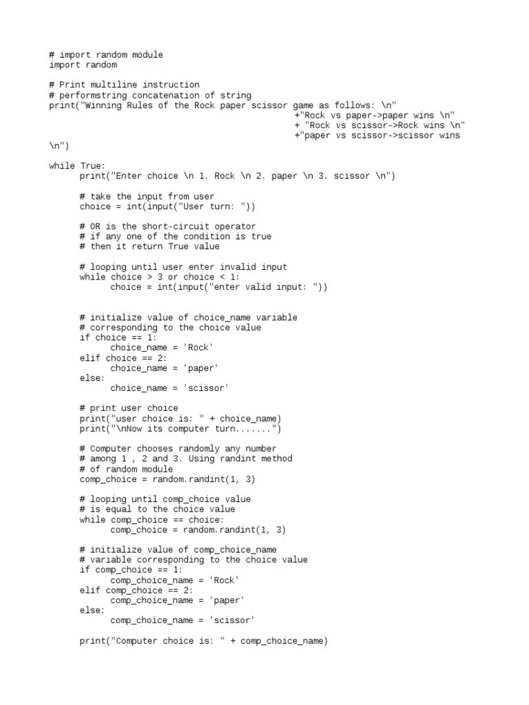 Rock Paper Scissor Python Code | PDF | Theoretical Computer Science ...