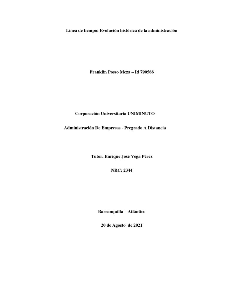 Línea De Tiempo Evolución Histórica De La Administración | PDF | Economias