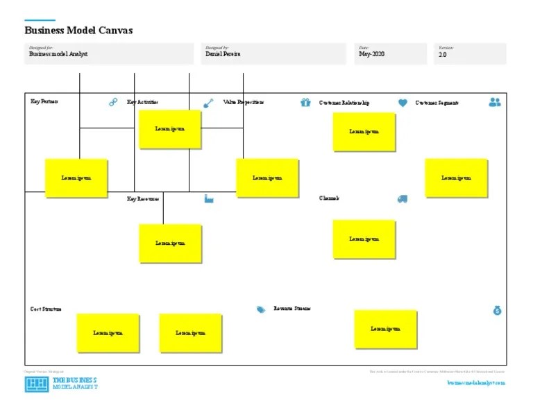 Business Model Canvas Word Template V2 Ypfdc4 | PDF