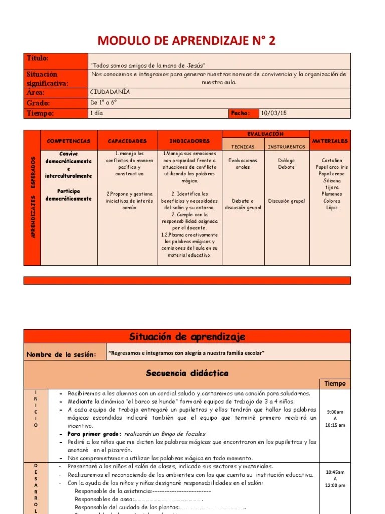 Modulo De Aprendizaje N°2 | PDF | Salón De Clases | Teoría De La Educación