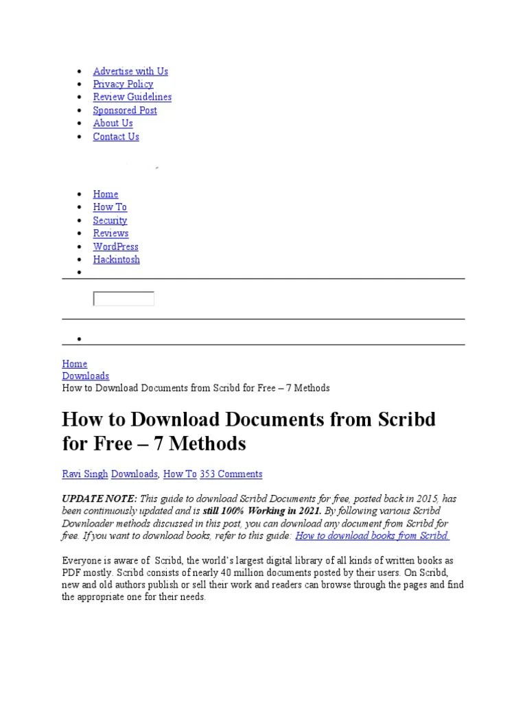 How To Download Documents From Scribd For Free - 7 Methods | PDF ...