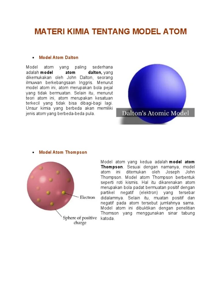 Bahan Ajar Tentang MODEL ATOM | PDF
