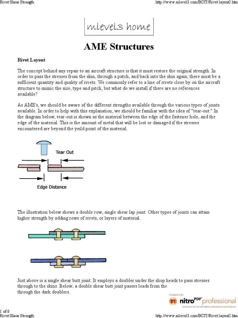 Rivet Shear Strength | PDF | Rivet | Stress (Mechanics)